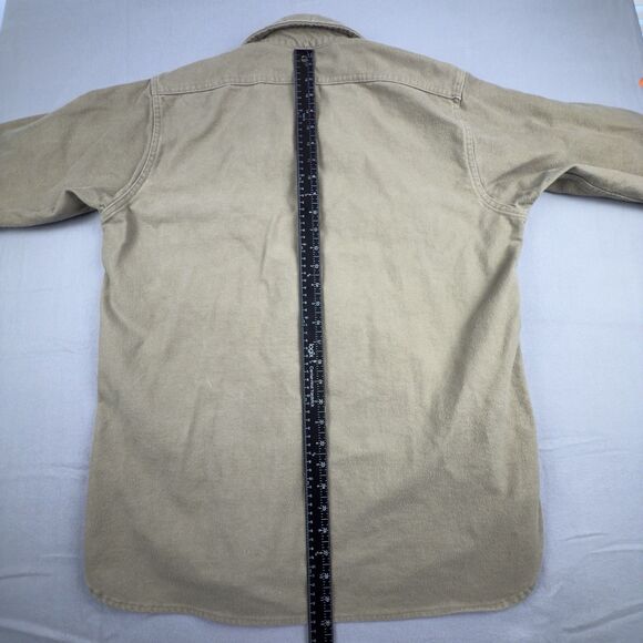 Vintage Cabela's Button Up Flannel Shirt (Sage) Mens Lg Chamois USA Made - Picture 12 of 13